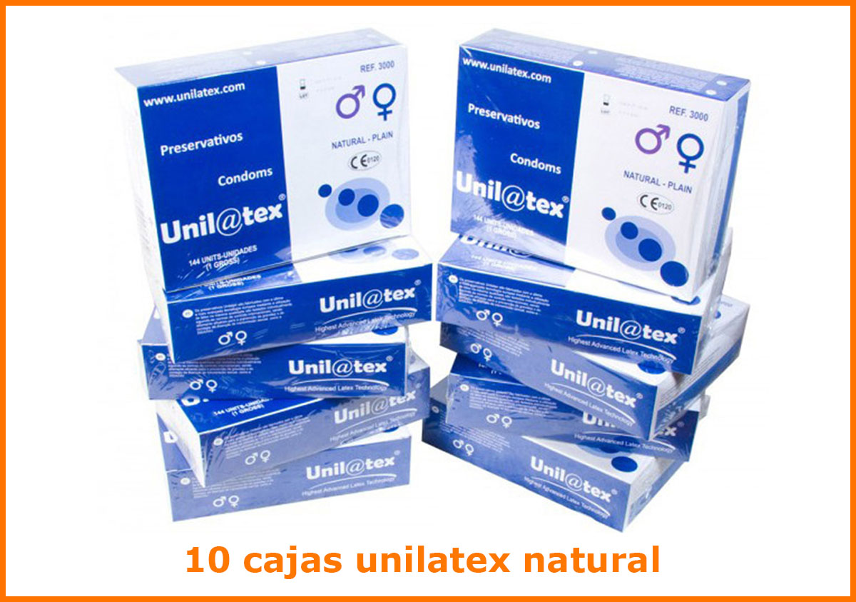 10 Cajas UNILATEX NATURAL 144 Preservativos