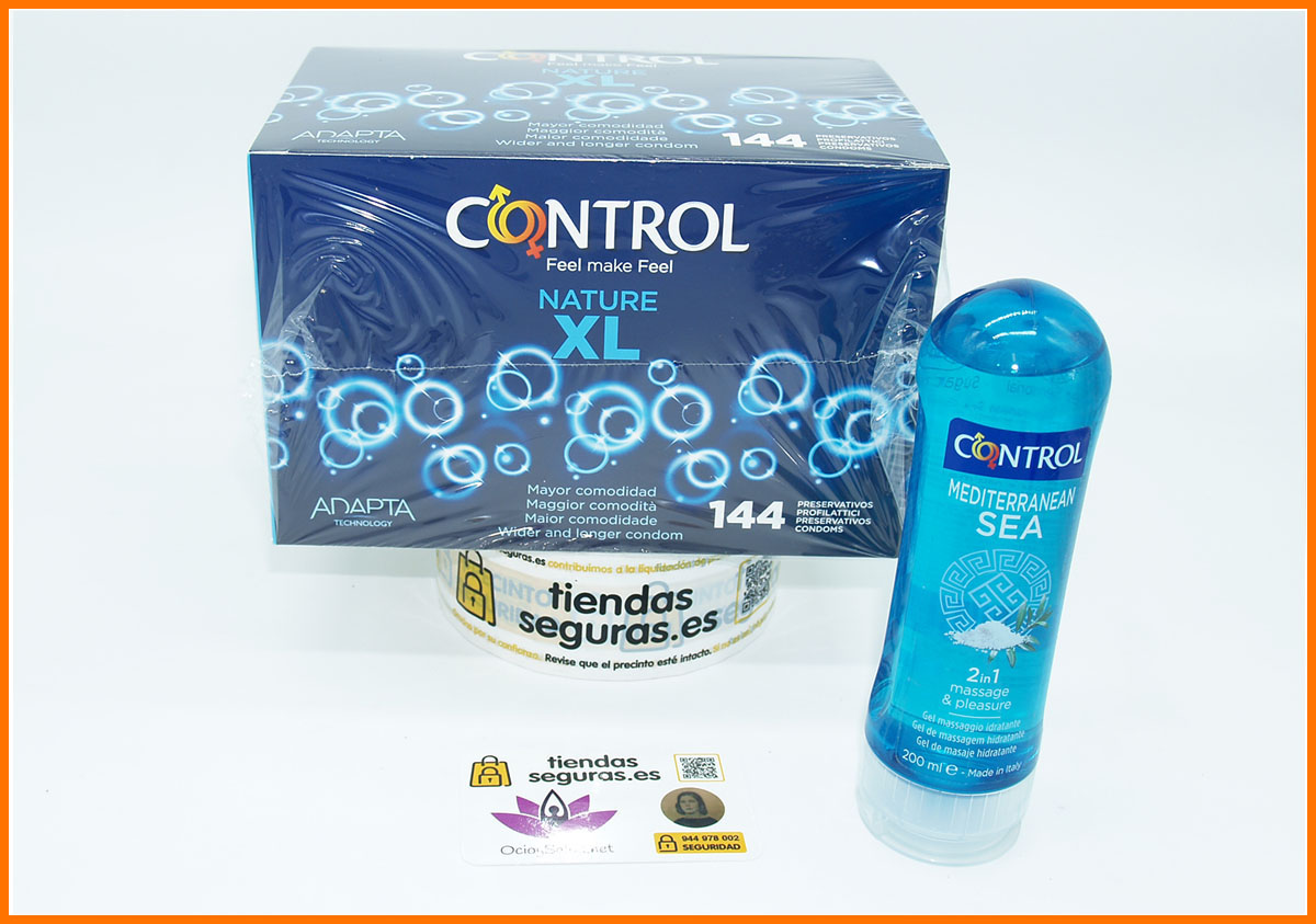 Una Caja CONTROL SENSO 144 preservativos  + 1 Lubricante CONTROL 200 ml 